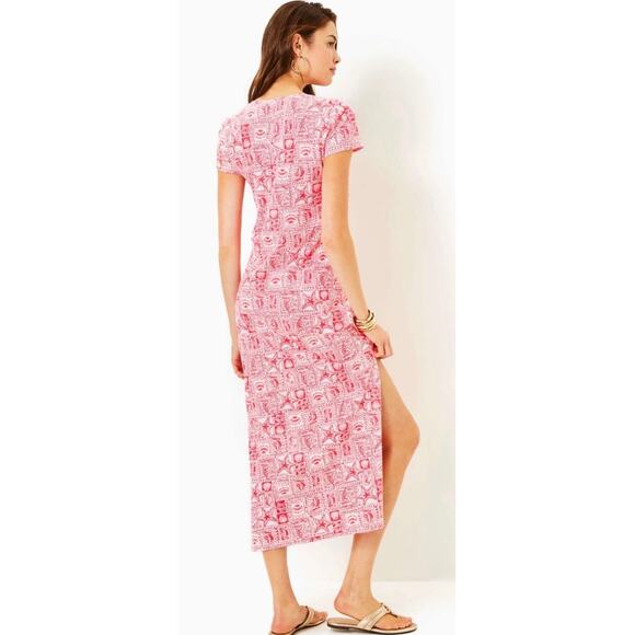 Lilly Pulitzer Etta Maxi Dress Seaside Harbour Print in Mizner Red Size Large - Picture 2 of 12